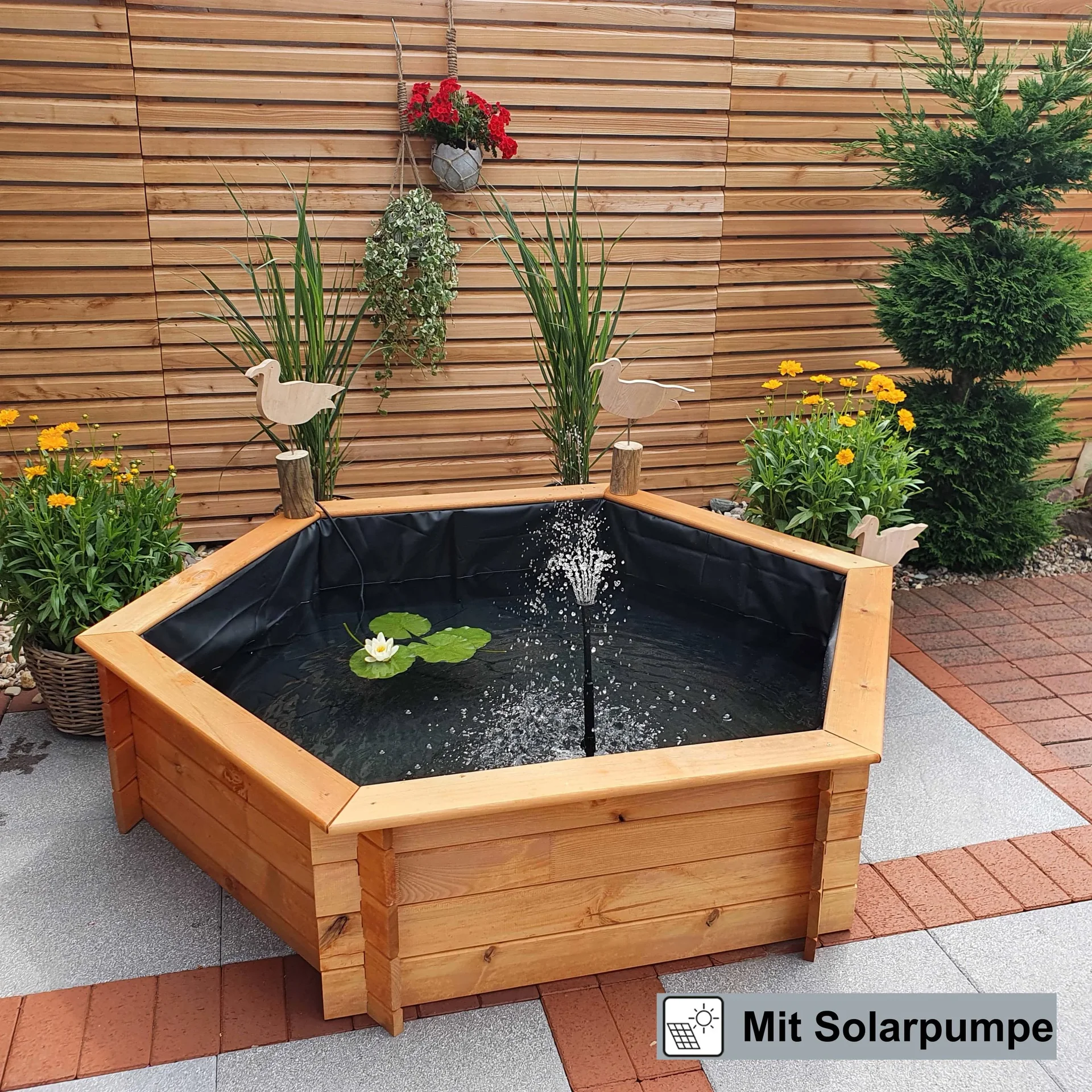 Sechseck-Hochteich 125 cm Solar - 0