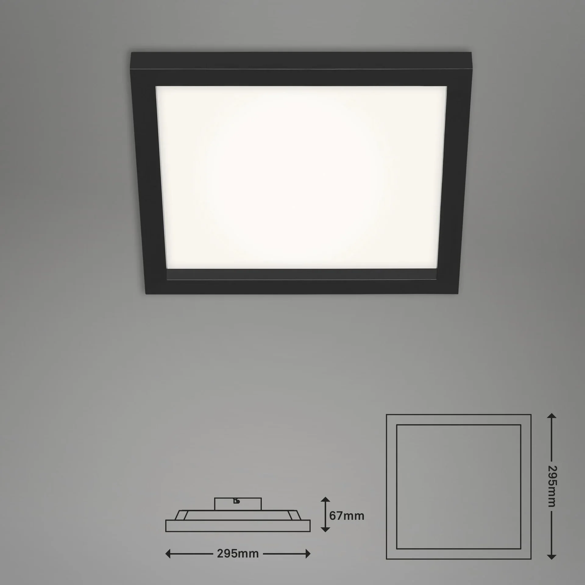 LED Deckenleuchte, viereckig, 29,5 cm, CCT, 18 Watt, schwarz - 4