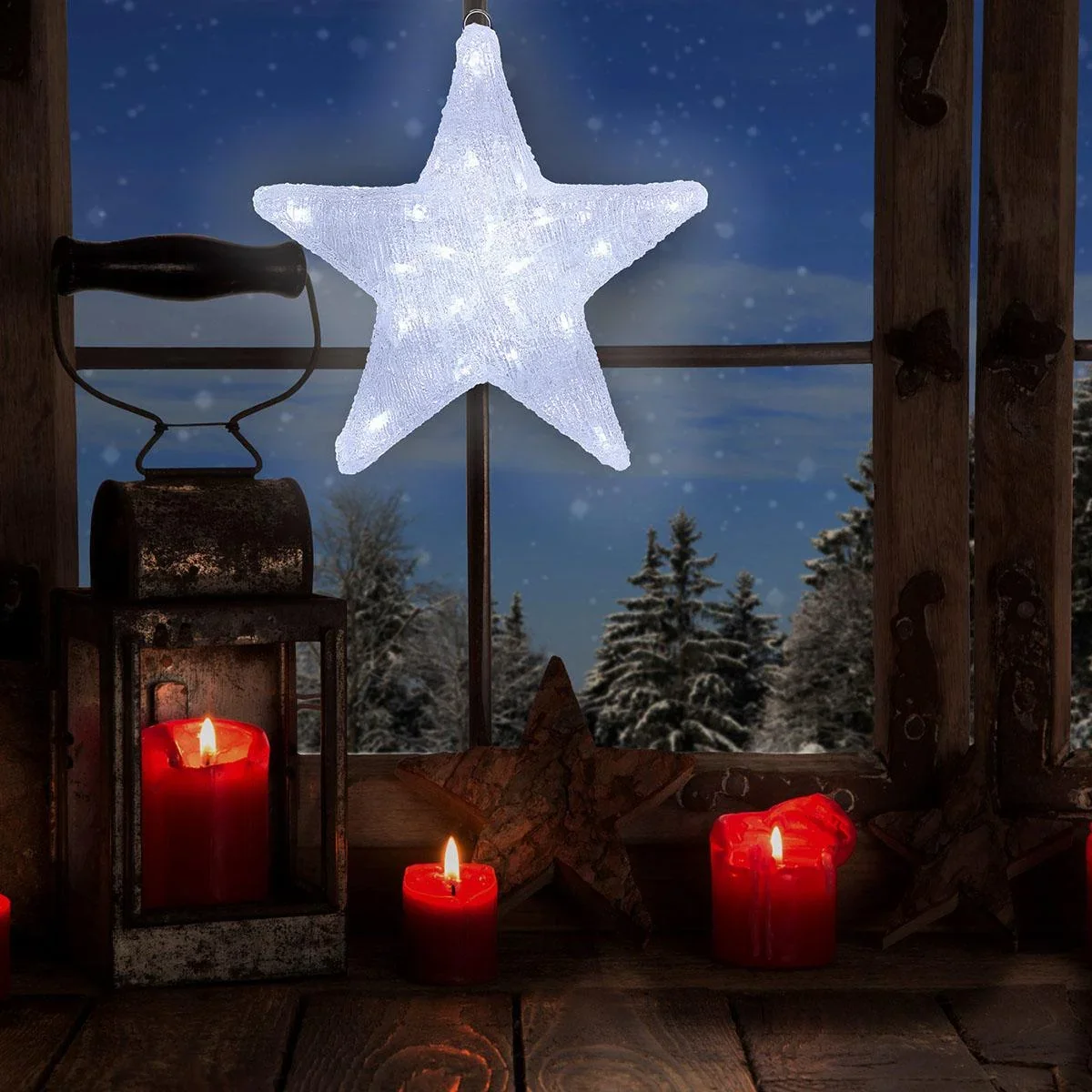 LED-Acryl-Weihnachtsstern | Hellweiß | 30 x 5 x 30 cm | Für den Innen- und Außenbereich - 0