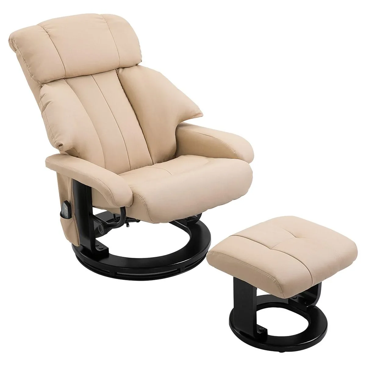 Massagesessel Fernsehsessel Sessel mit Hocker Massage mit Timer-Funktion Beige 76 x 80 x 102 cm - 0