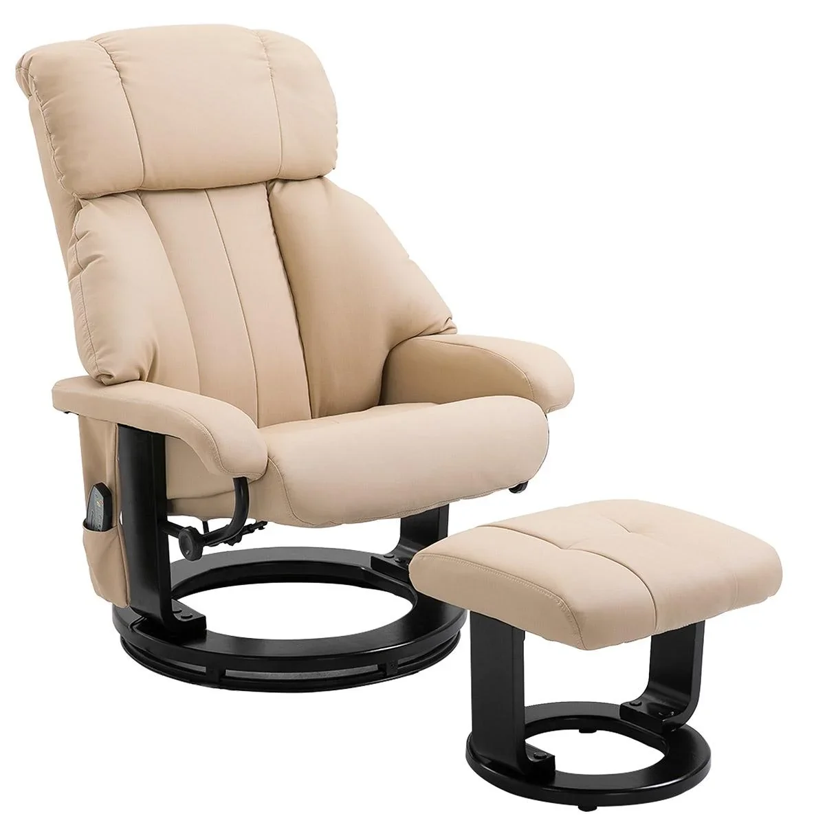 Massagesessel Fernsehsessel Sessel mit Hocker Massage mit Timer-Funktion Beige 76 x 80 x 102 cm - 1