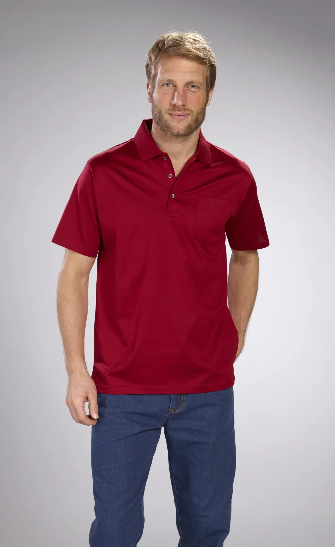 Poloshirt mit Knopfleiste, Farbe rot, Gr.M - 0