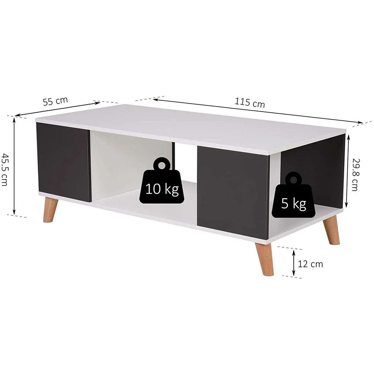 Couchtisch mit 3 Fächer - 3