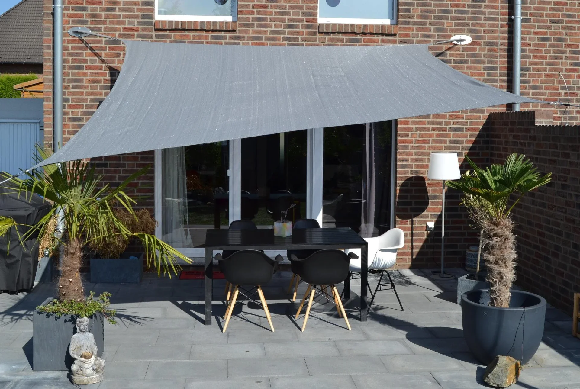 Viereck-Sonnensegel HDPE grau 360 x 360cm - 3