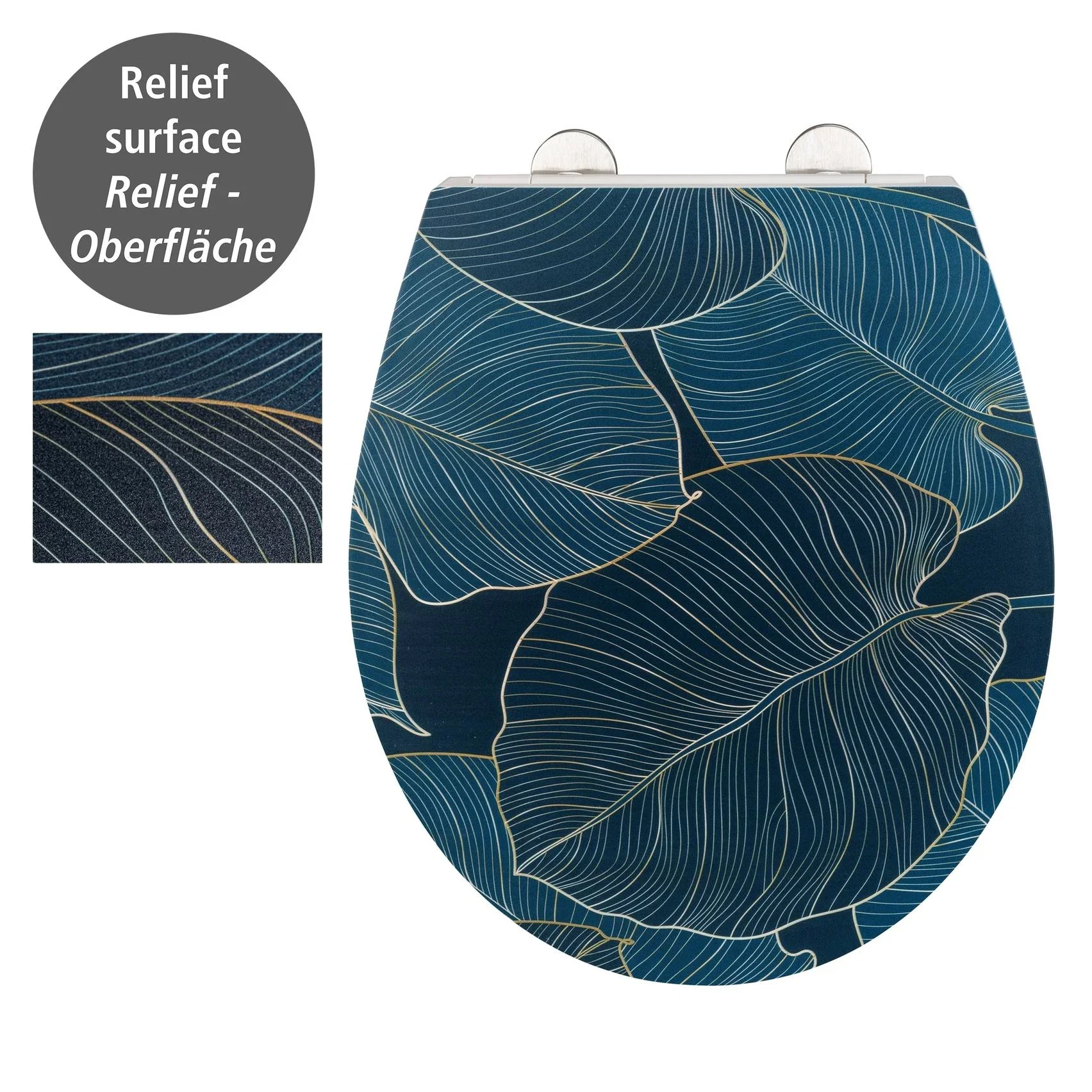 Premium WC-Sitz Big Leaves mit Relief, aus antibakteriellem Duroplast, mit Absenkautomatik - 3