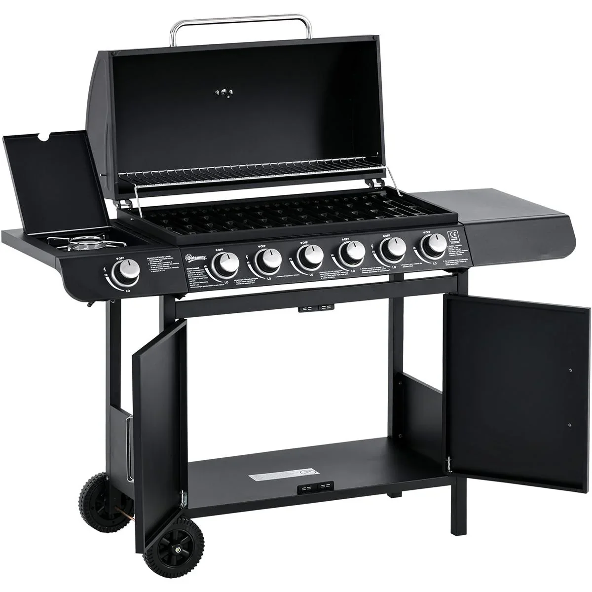 Grillwagen mit Ablageschrank schwarz - 3