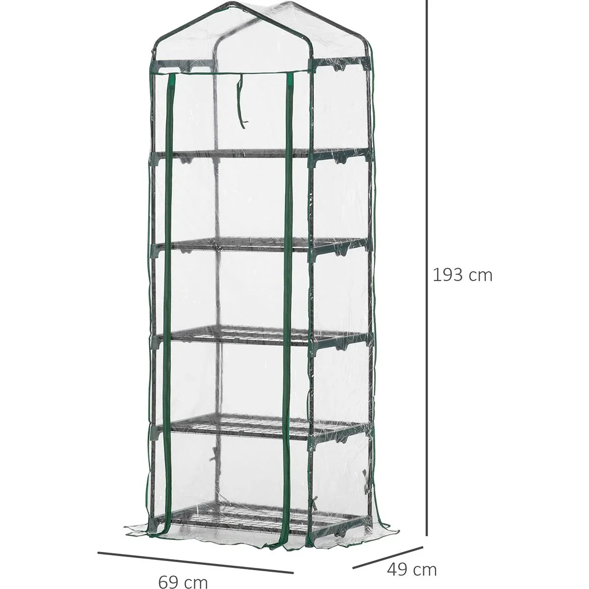 Poly-Gewächshaus mini - 5 Ebenen - 69 x 49 x 193 cm - 0