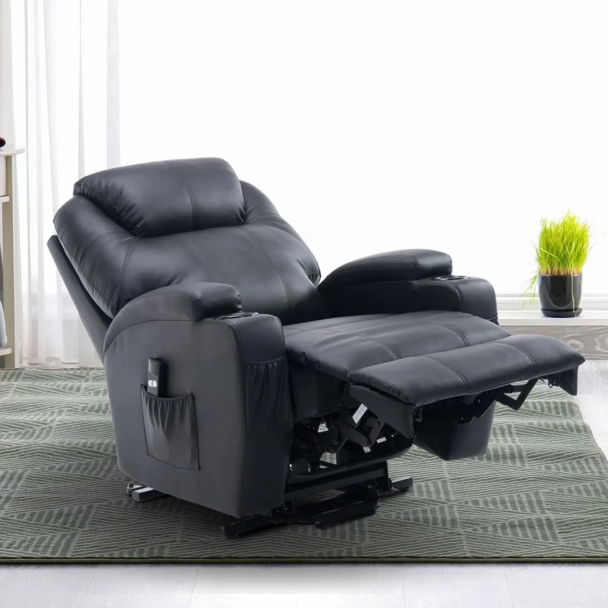 Aufstehsessel Fernsehsessel mit Aufbewahrungstasche Massagesessel mit Aufstehhilfe Relaxsessel verstellbarer Winkel Fern - 1