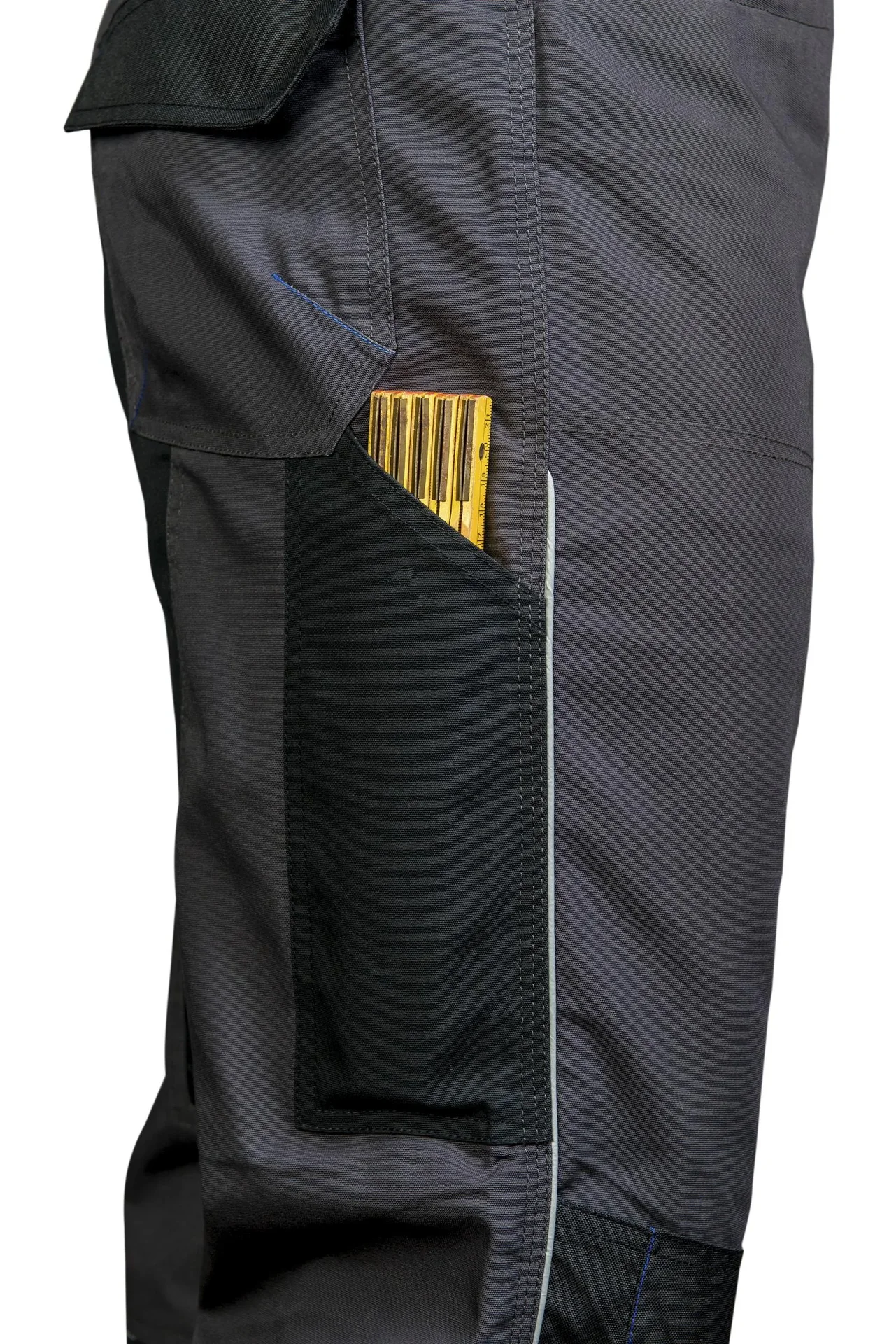 Arbeits Latzhose, Farbe grau/royal, Gr. 50 - 1