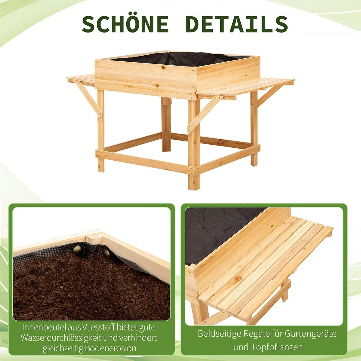 Pflanzkasten mit Ablage natur - 0