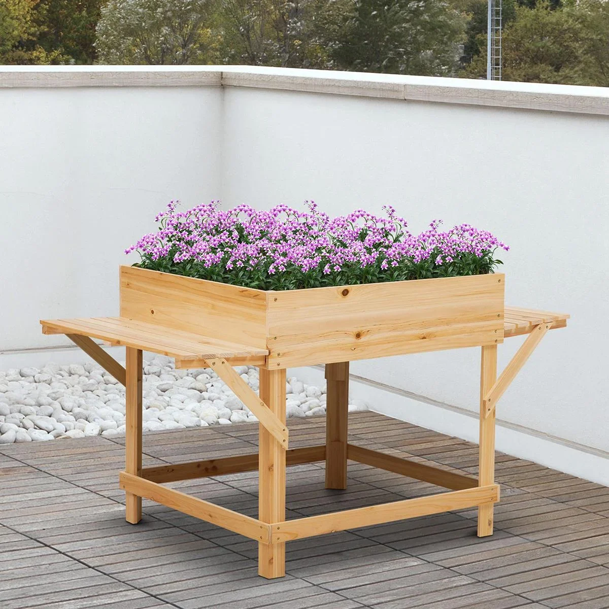 Pflanzkasten mit Ablage natur - 2