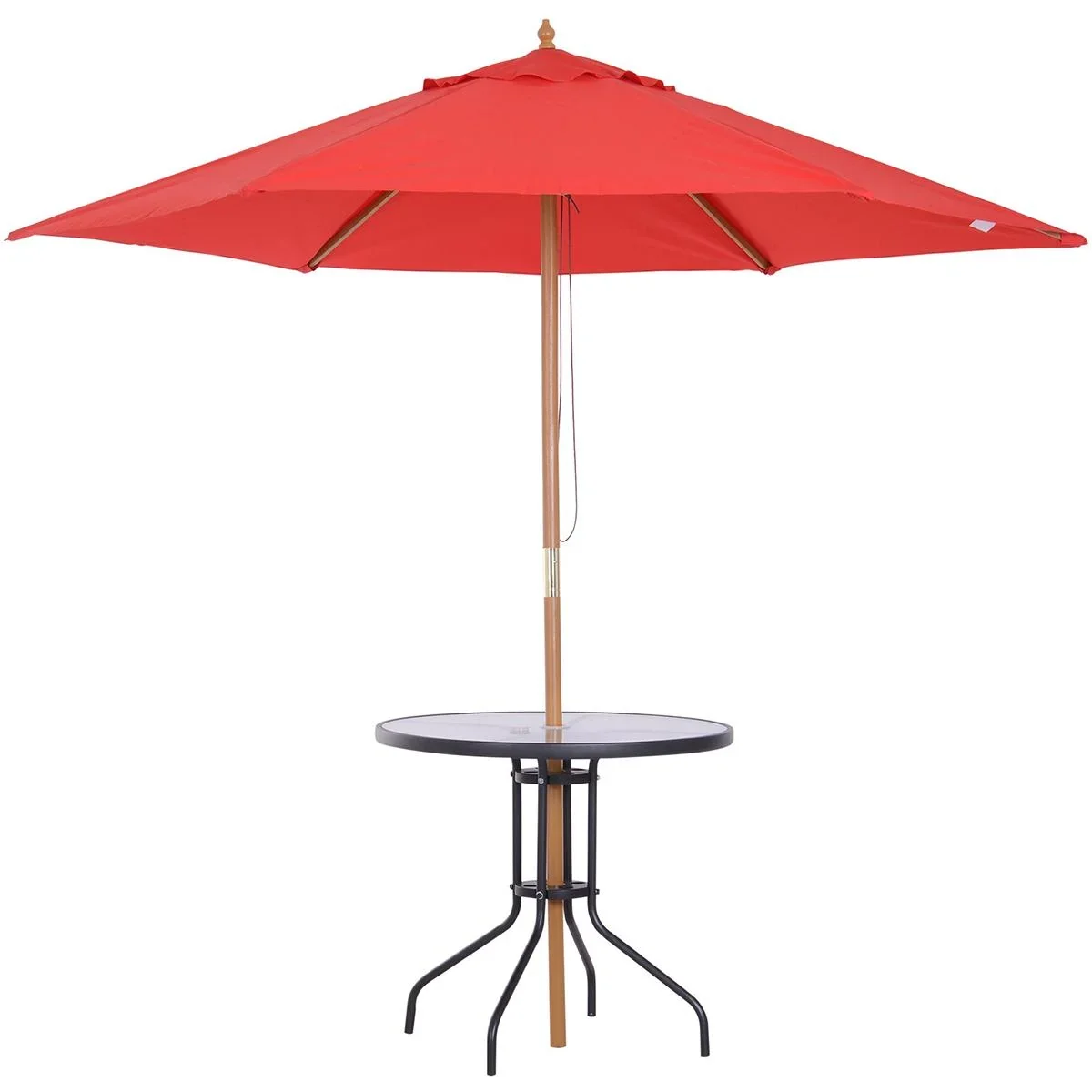 Gartentisch mit Sonnenschirmhalter schwarz - 2