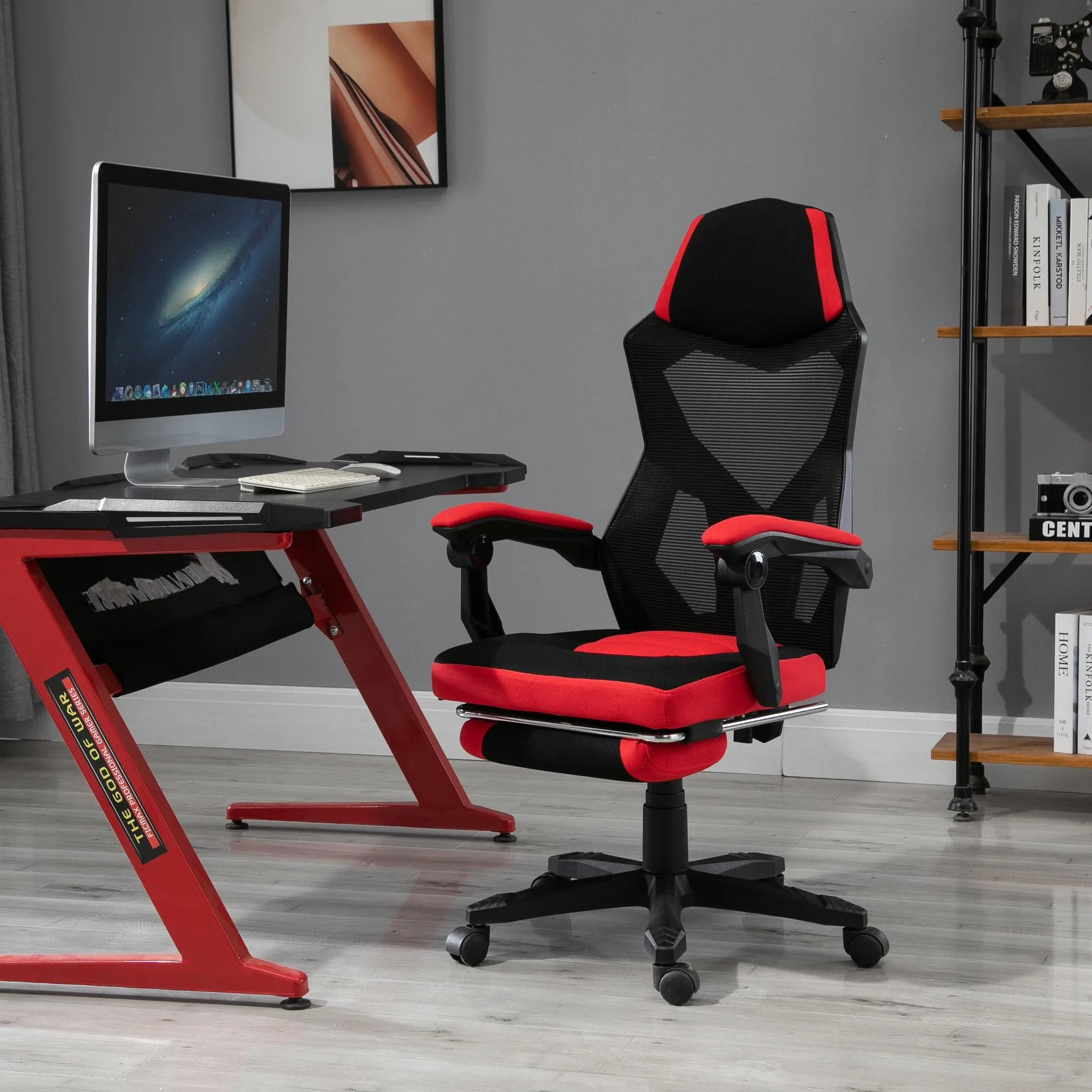 Gamingstuhl mit Fußstütze - 1