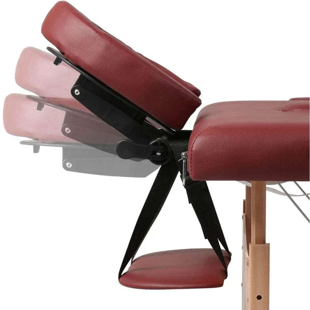 Klappbare Massageliege 2 Zonen mit Holzrahmen (rot) - 0