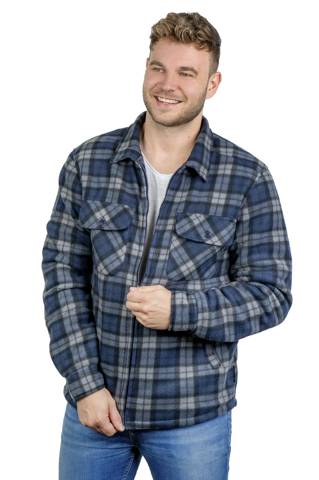 Holzfällerhemd, blau/grau kariert, Gr.2XL - 1