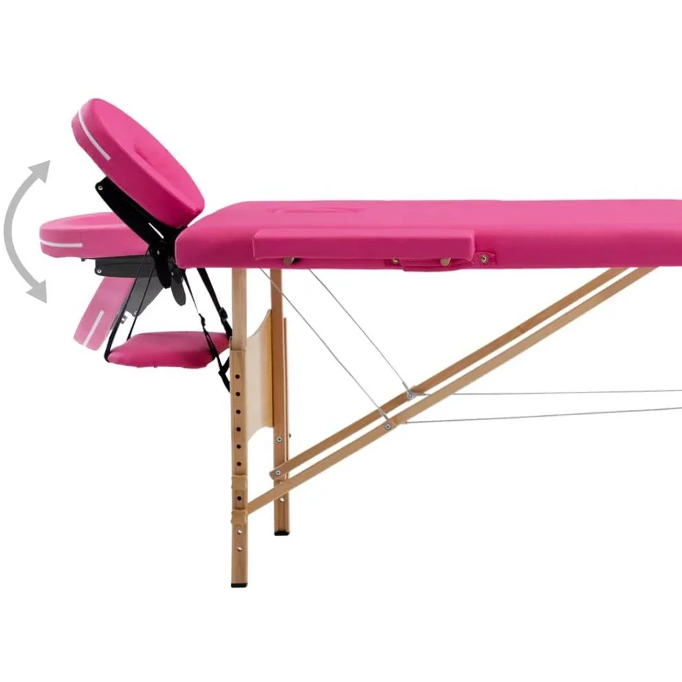 Massagetisch faltbar 2 Zonen Holz rosa - 0
