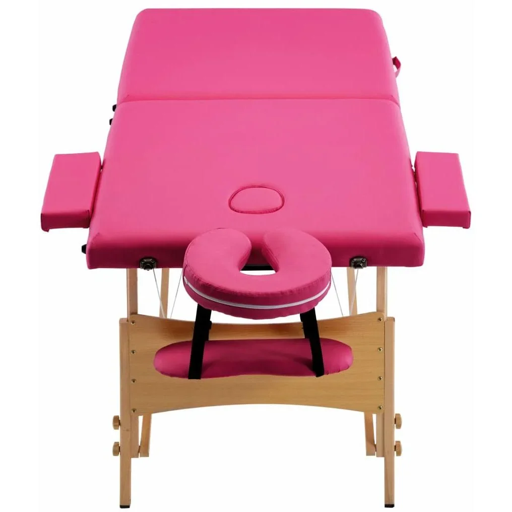 Massagetisch faltbar 2 Zonen Holz rosa - 2