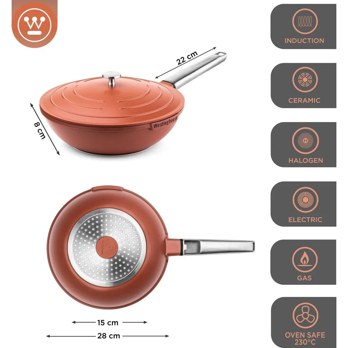 Performance Series Wokpfanne - Wok mit Deckel - 28 cm - Orange - 0