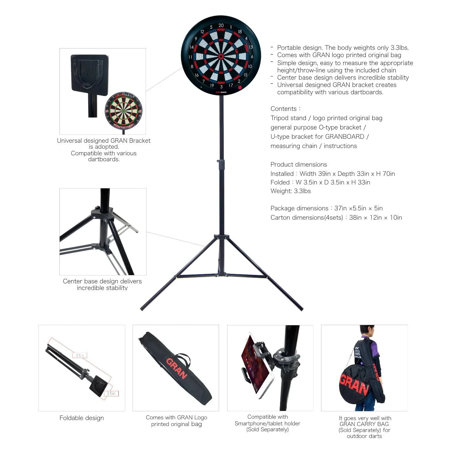Dreibein Dartscheiben-Stativ - 0