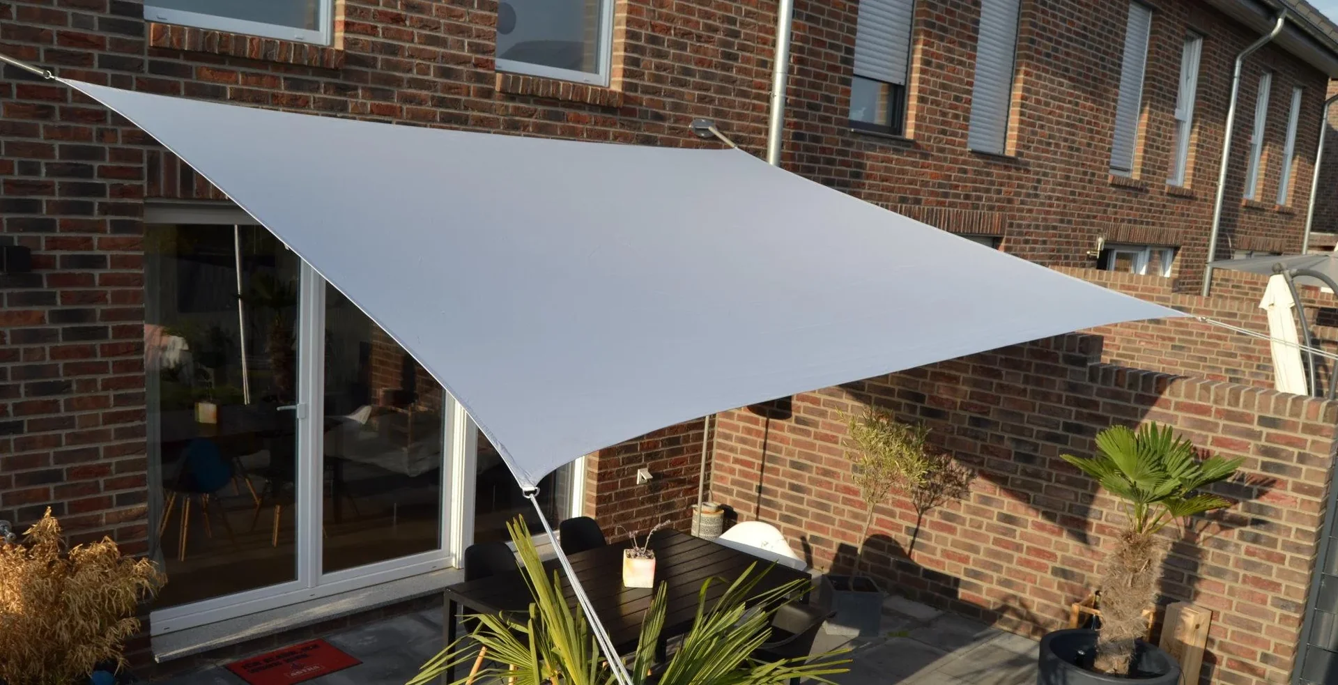 Viereck-Sonnensegel wasserabweisend silbergrau 300 x 400cm - 4
