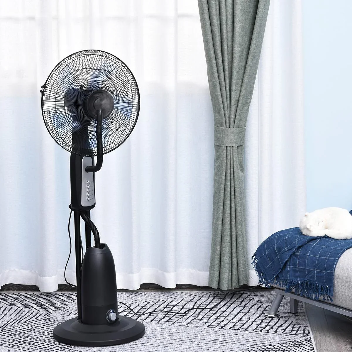 Standventilator mit Wasserzerstäuber schwarz/silber - 0