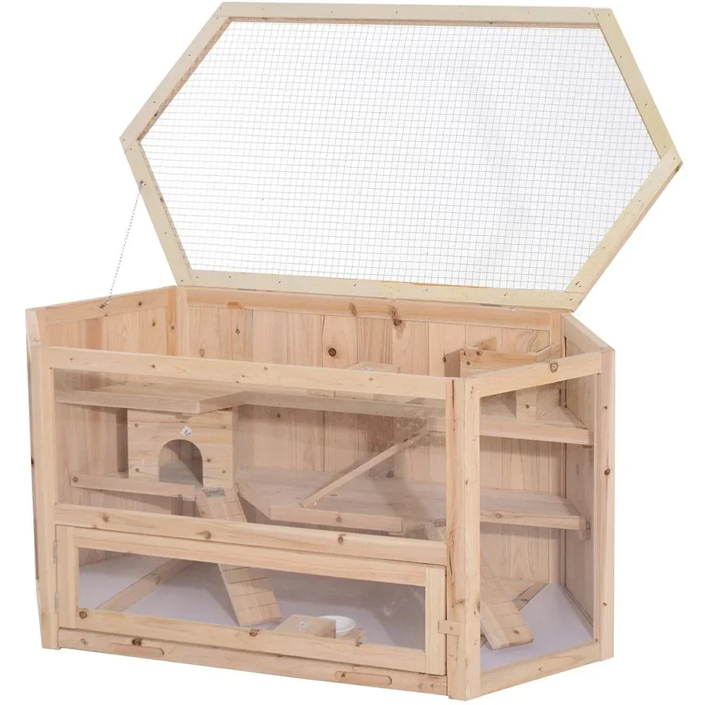 Mäusekäfig mit aufklappbarem Dach natur - 0