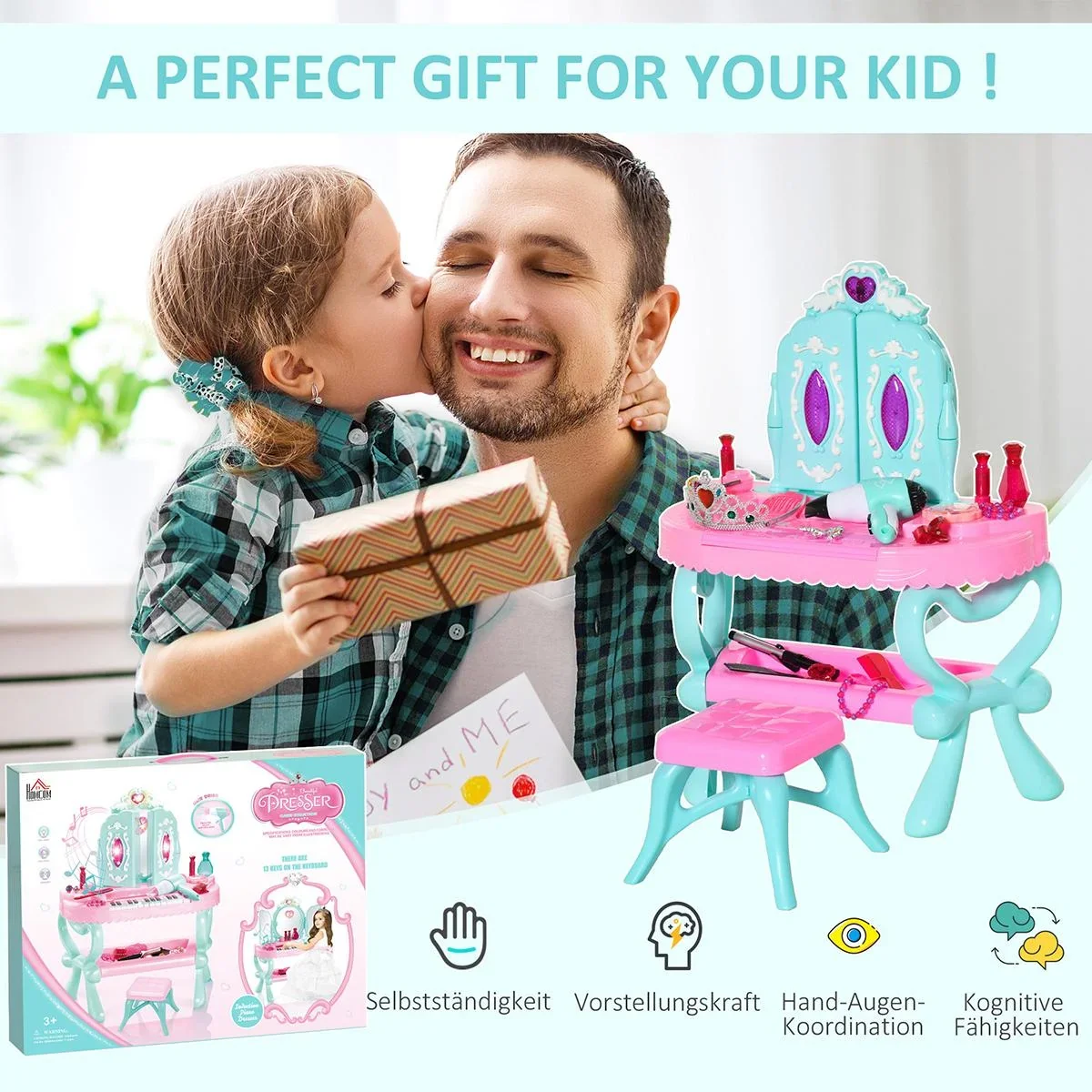 2 in 1 Kinderschminktisch mit Hock - 4