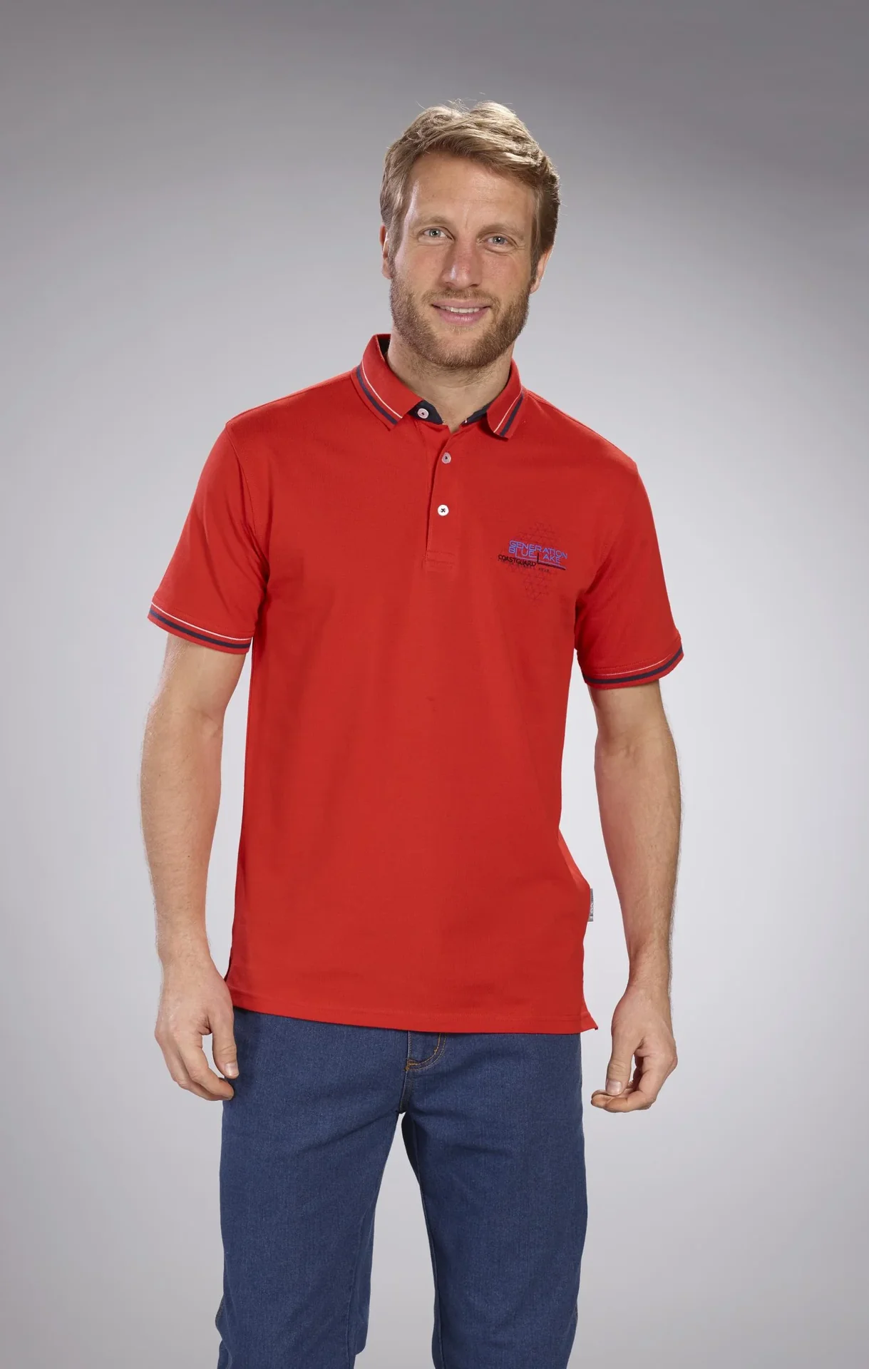 Poloshirt aus Pique, Farbe rot, Gr.M - 1
