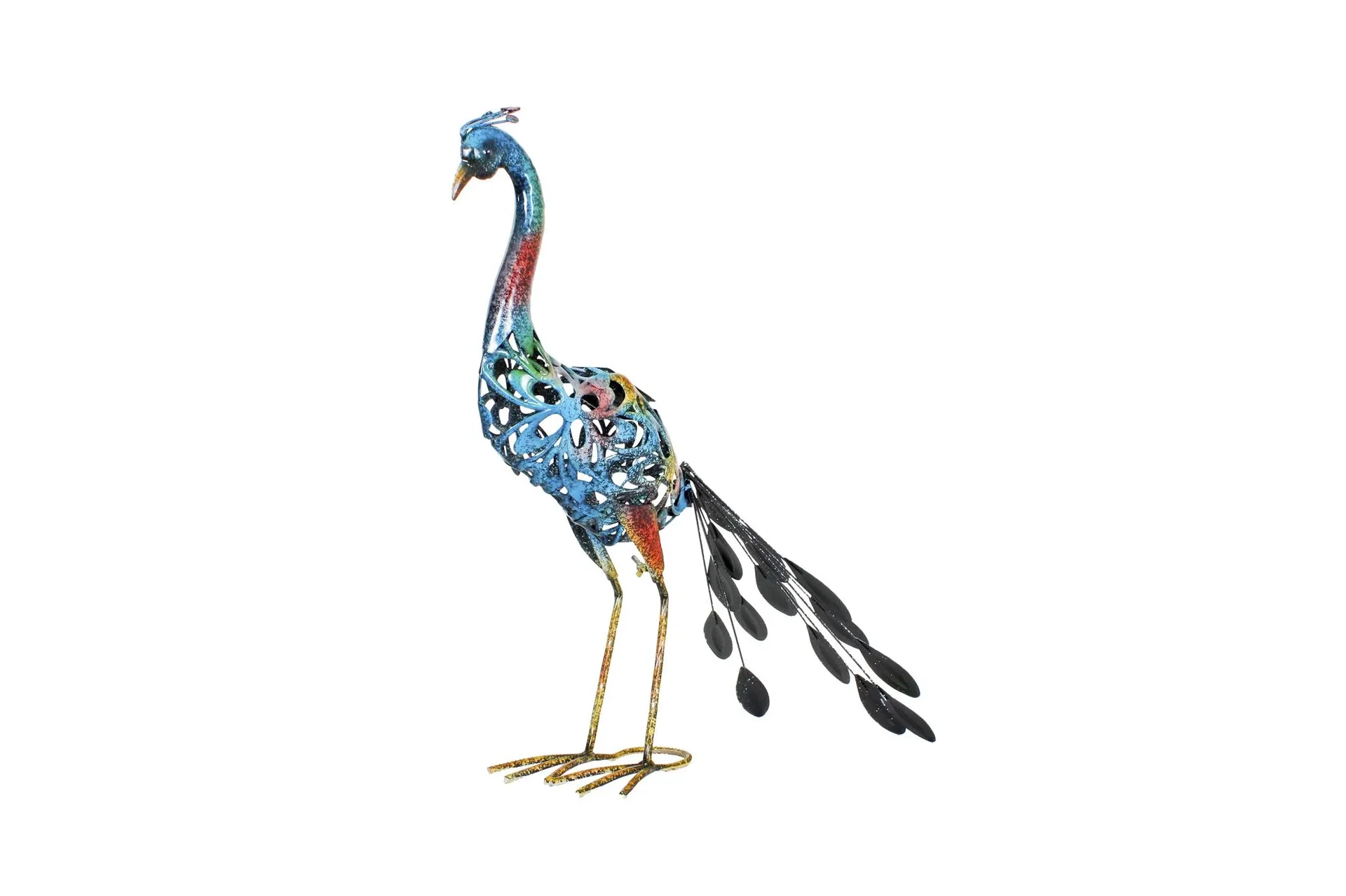 Metalldeko-Pfau Clyde mit LED - solarbetrieben - 5