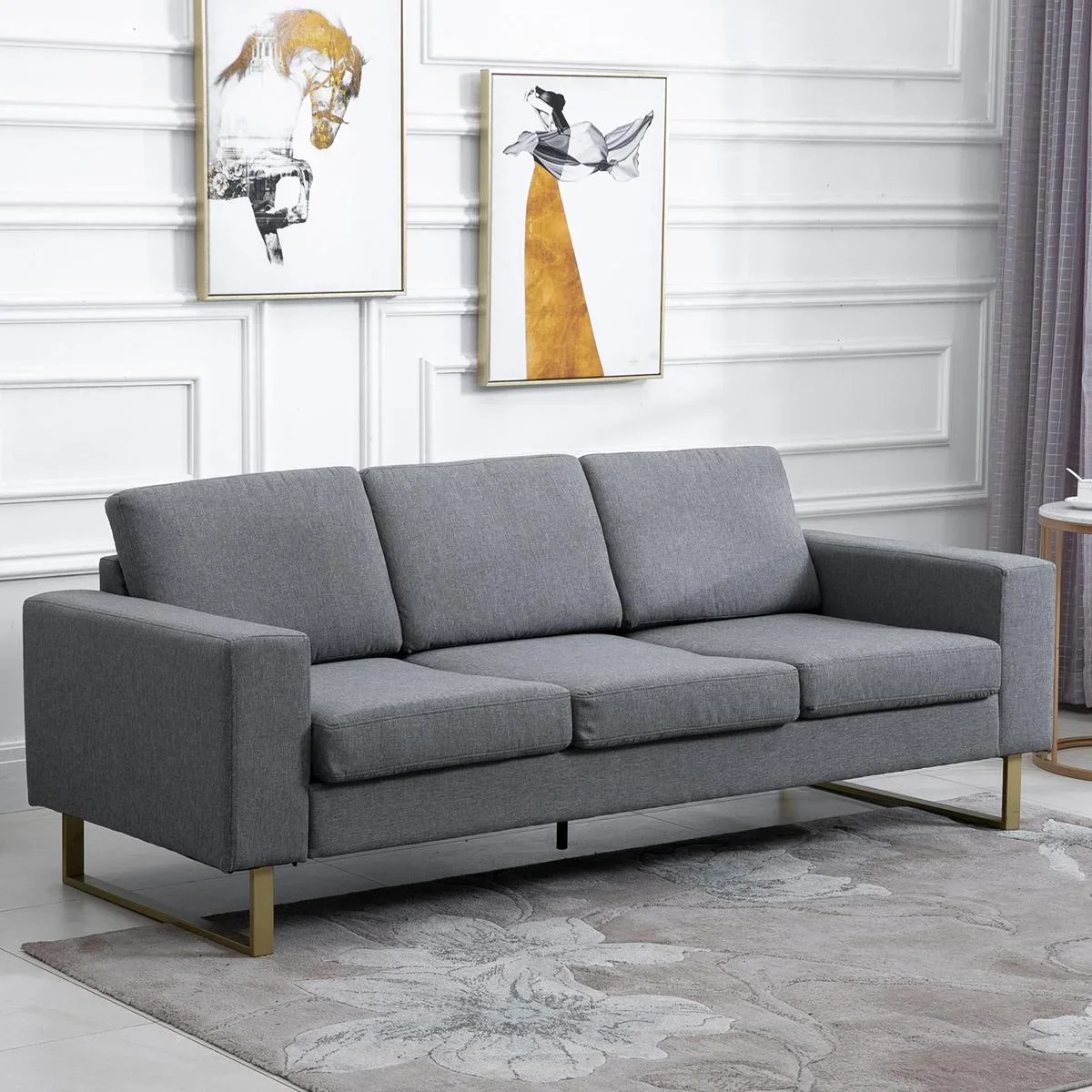 Polstersofa als 3-Sitzer dunkelgrau - 5
