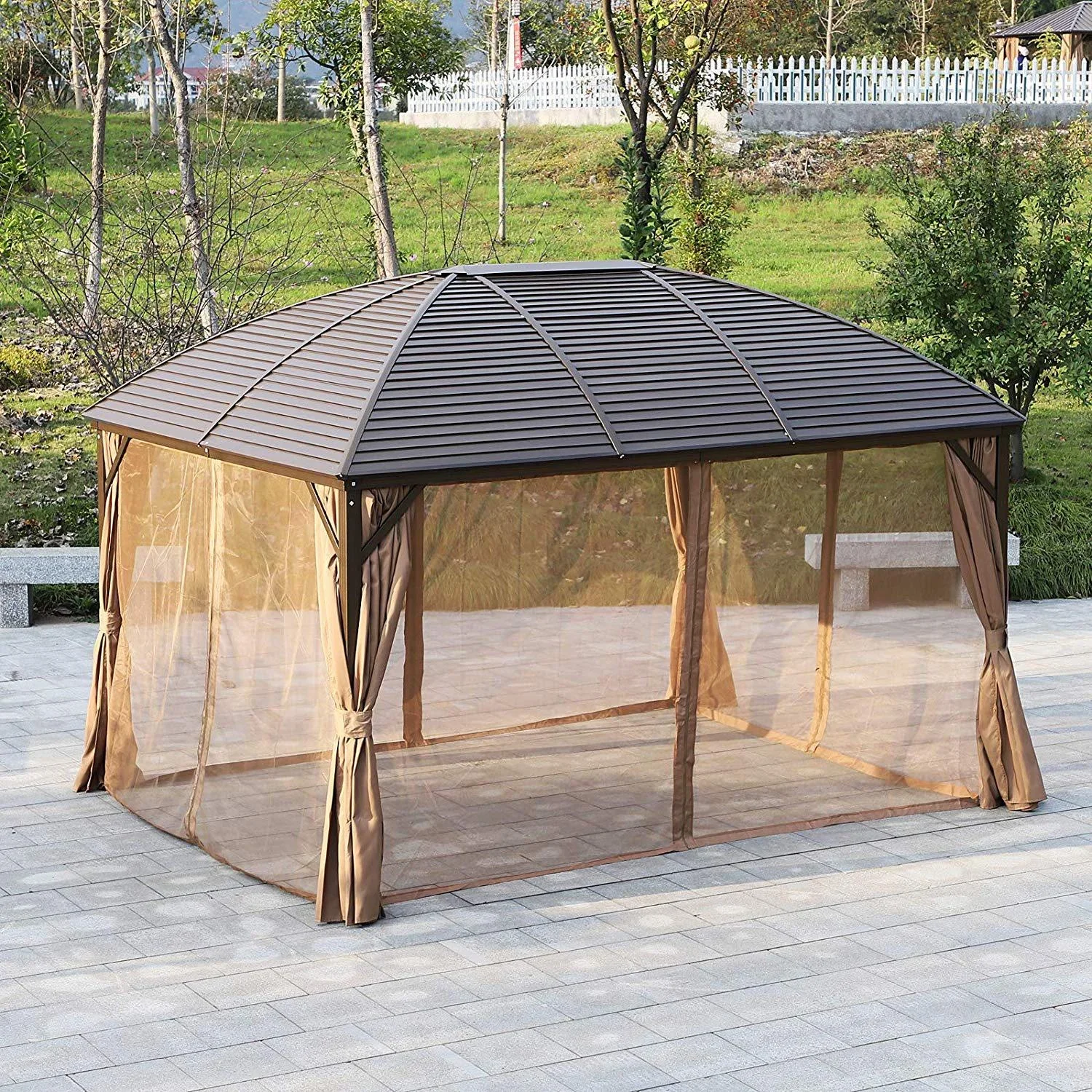 Gartenpavillon mit 2 Laternenhaken - 0