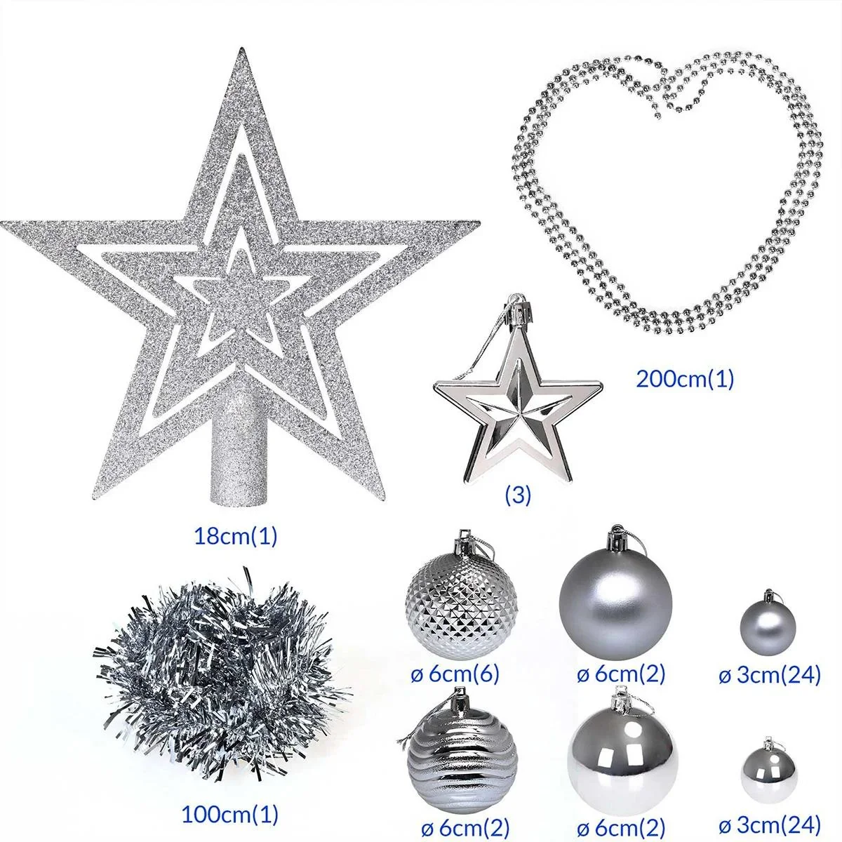 Christbaumschmuck - Christbaumschmuck - Silber - 66 St. - 1