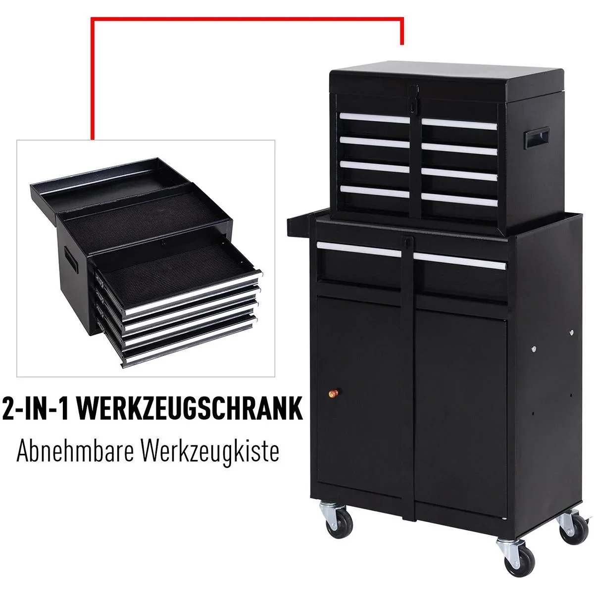 Mobiler Werkstattwagen schwarz - 6