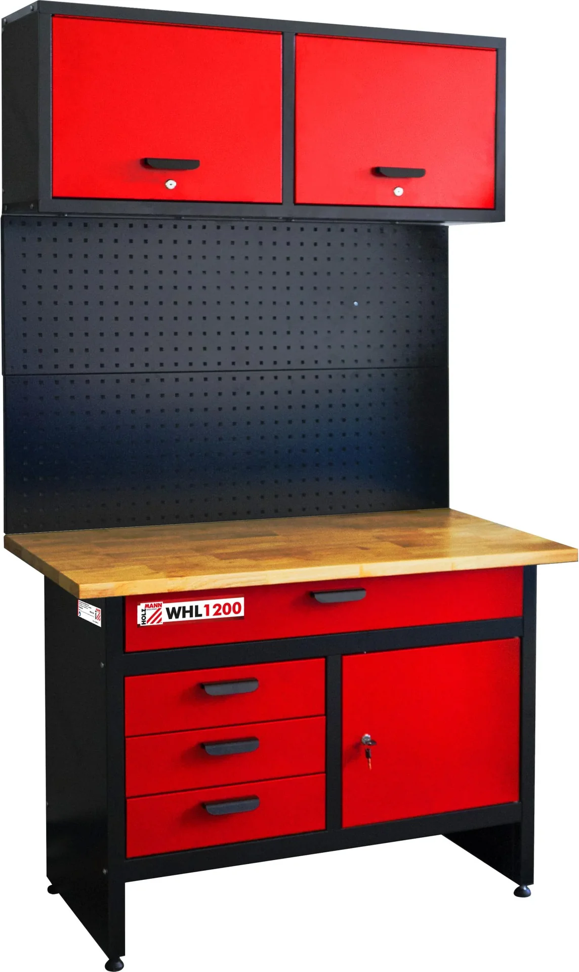Werkbank mit Hängeschrank und Lochwand - 0