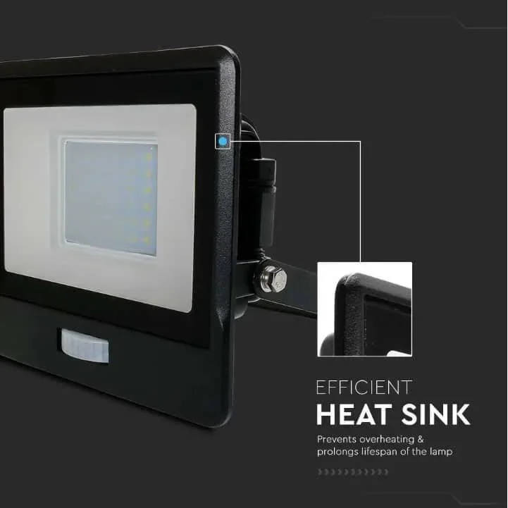 VT-138S LED-Flutlicht mit Sensor - 30 W - 2340 Lm - 4000K - Schwarz - 0