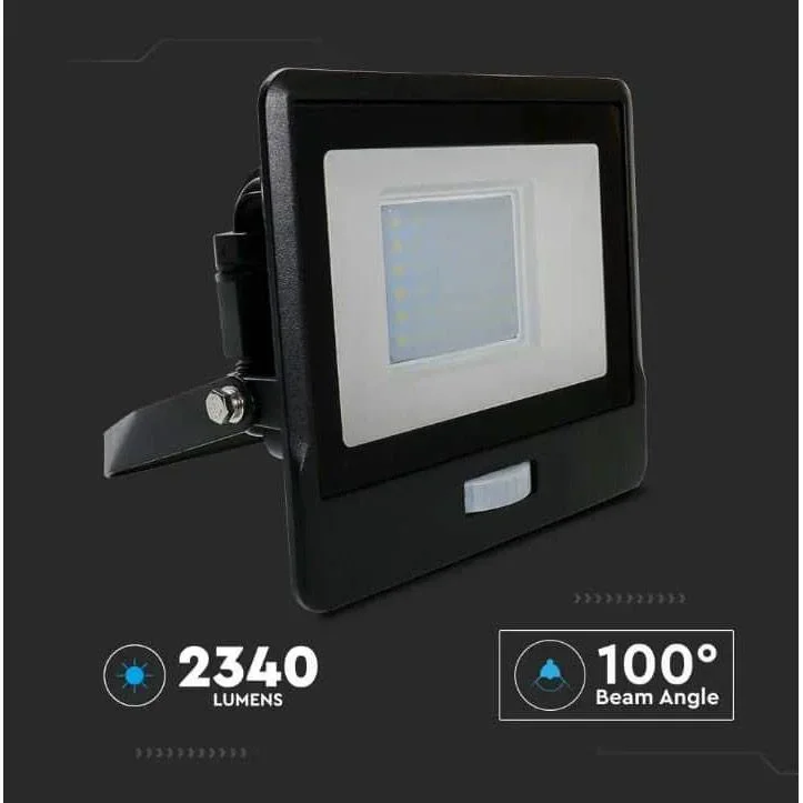 VT-138S LED-Flutlicht mit Sensor - 30 W - 2340 Lm - 4000K - Schwarz - 6