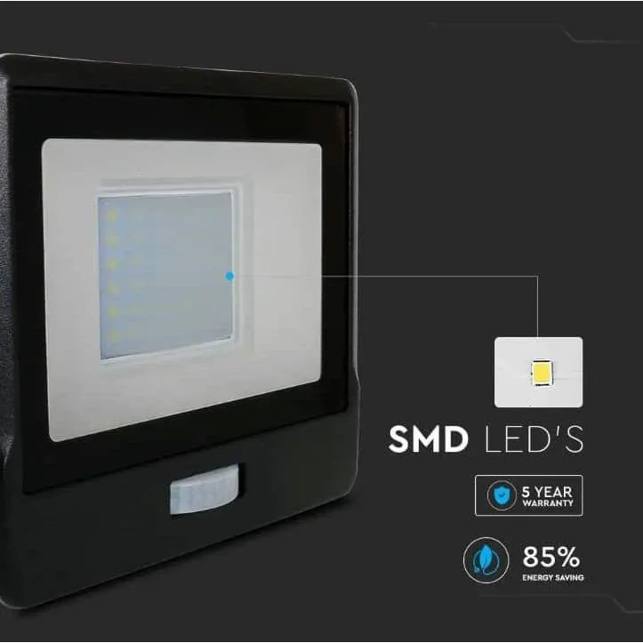 VT-138S LED-Flutlicht mit Sensor - 30 W - 2340 Lm - 4000K - Schwarz - 8