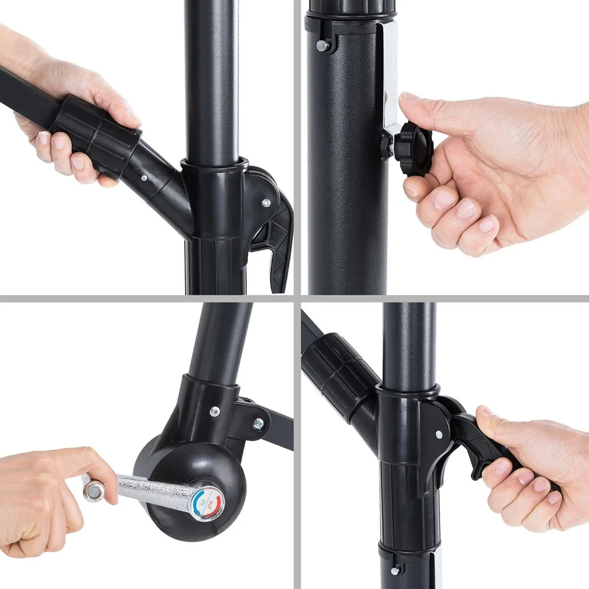 Sonnenschirm faltbarer Aluminium-Antacite mit Kurbel Ø 300 cm - 1