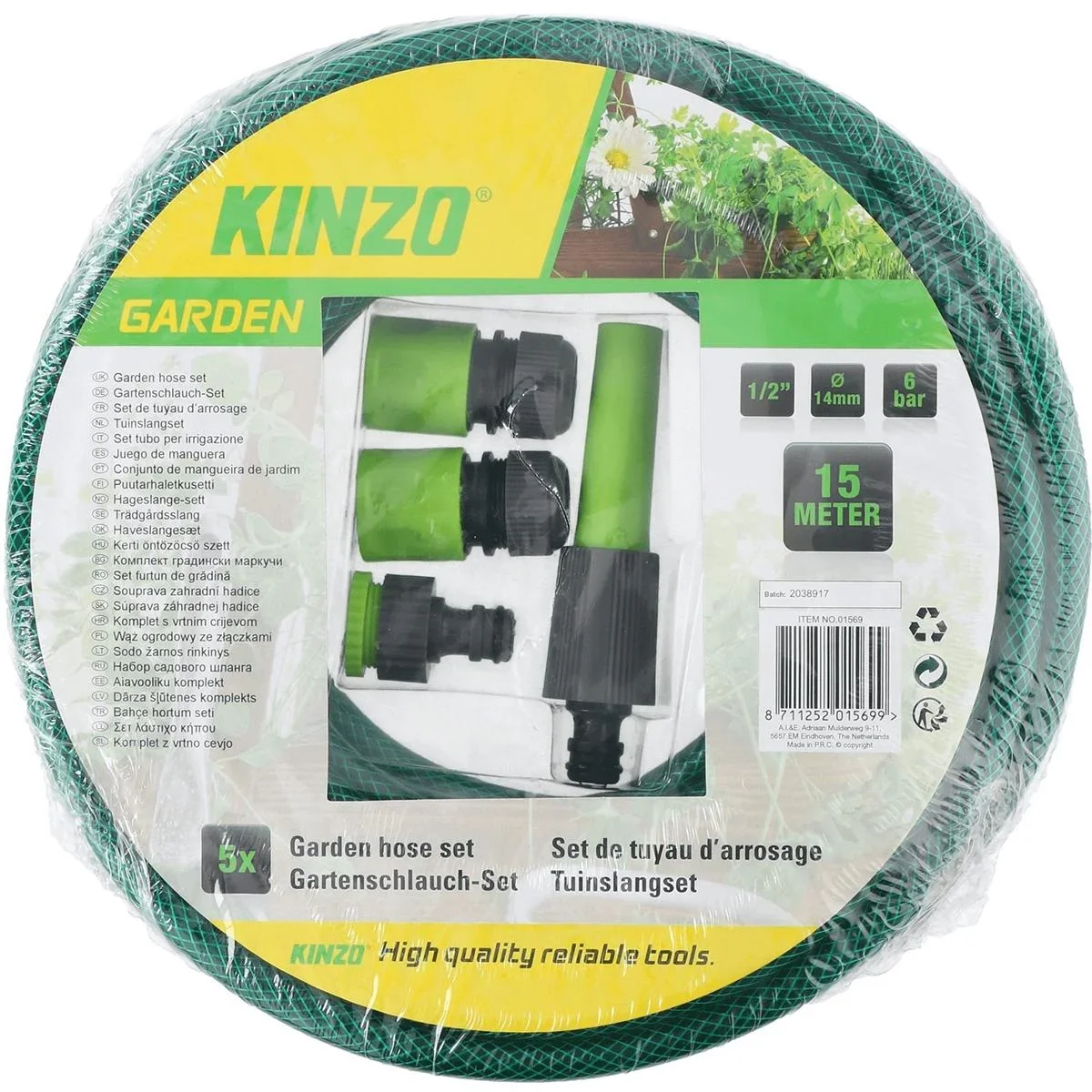 Tauchpumpe - 600W - 11.500l/h MIT 15 Meter Gartenschlauch inklusive Düse und Armaturen UND Wasserhahn 1". - 1