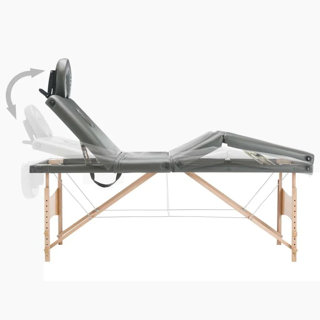 Massageliege 4 Zonen 186x68 cm Holzrahmen anthrazit - 0