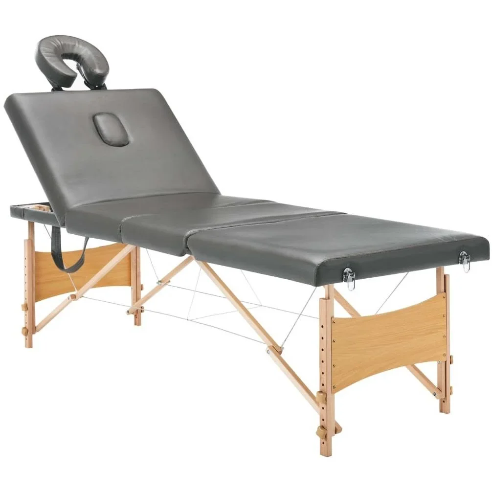 Massageliege 4 Zonen 186x68 cm Holzrahmen anthrazit - 3