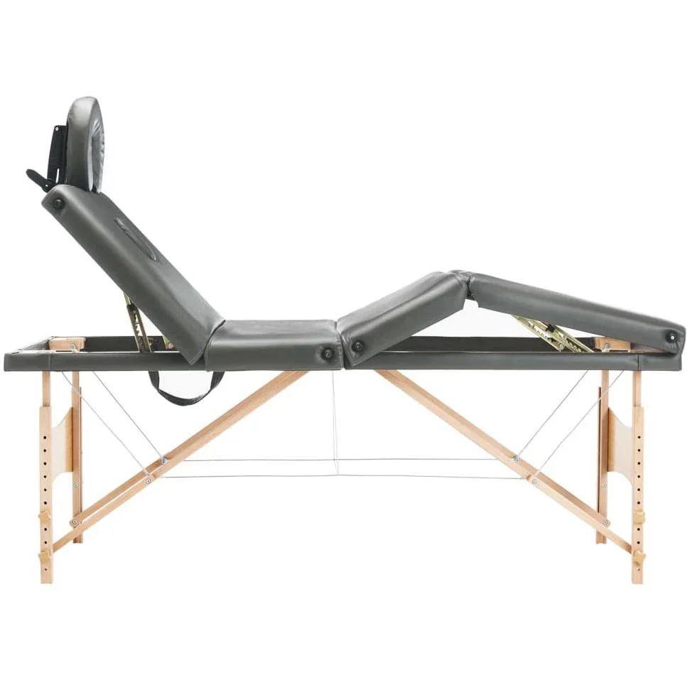 Massageliege 4 Zonen 186x68 cm Holzrahmen anthrazit - 5