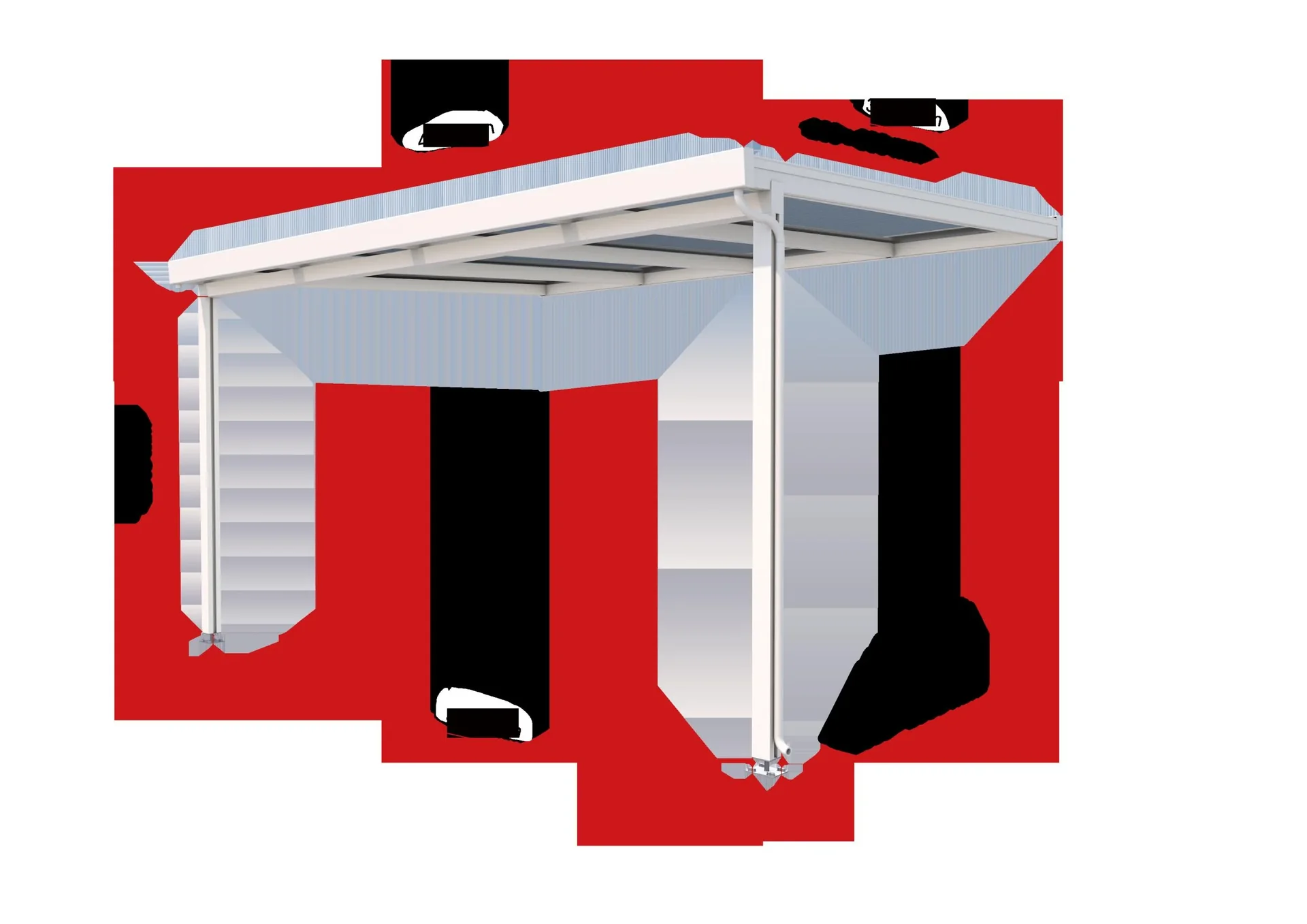 Terrassendach Premium, weiß, 4102 x 3060 mm - Polycarbonat Stegplatten 16 mm, klar - 2