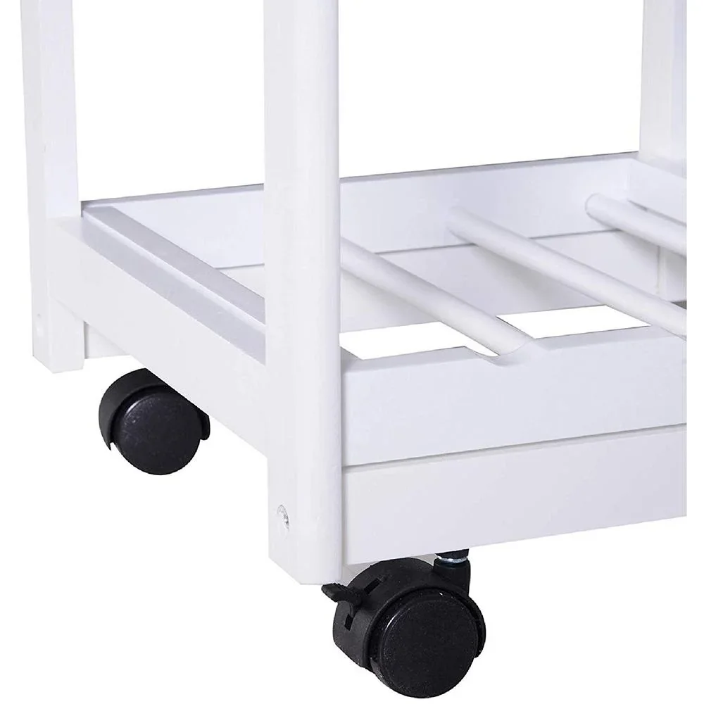 Küchenrollwagen mit Korb, Schublade, Weinablage - 6