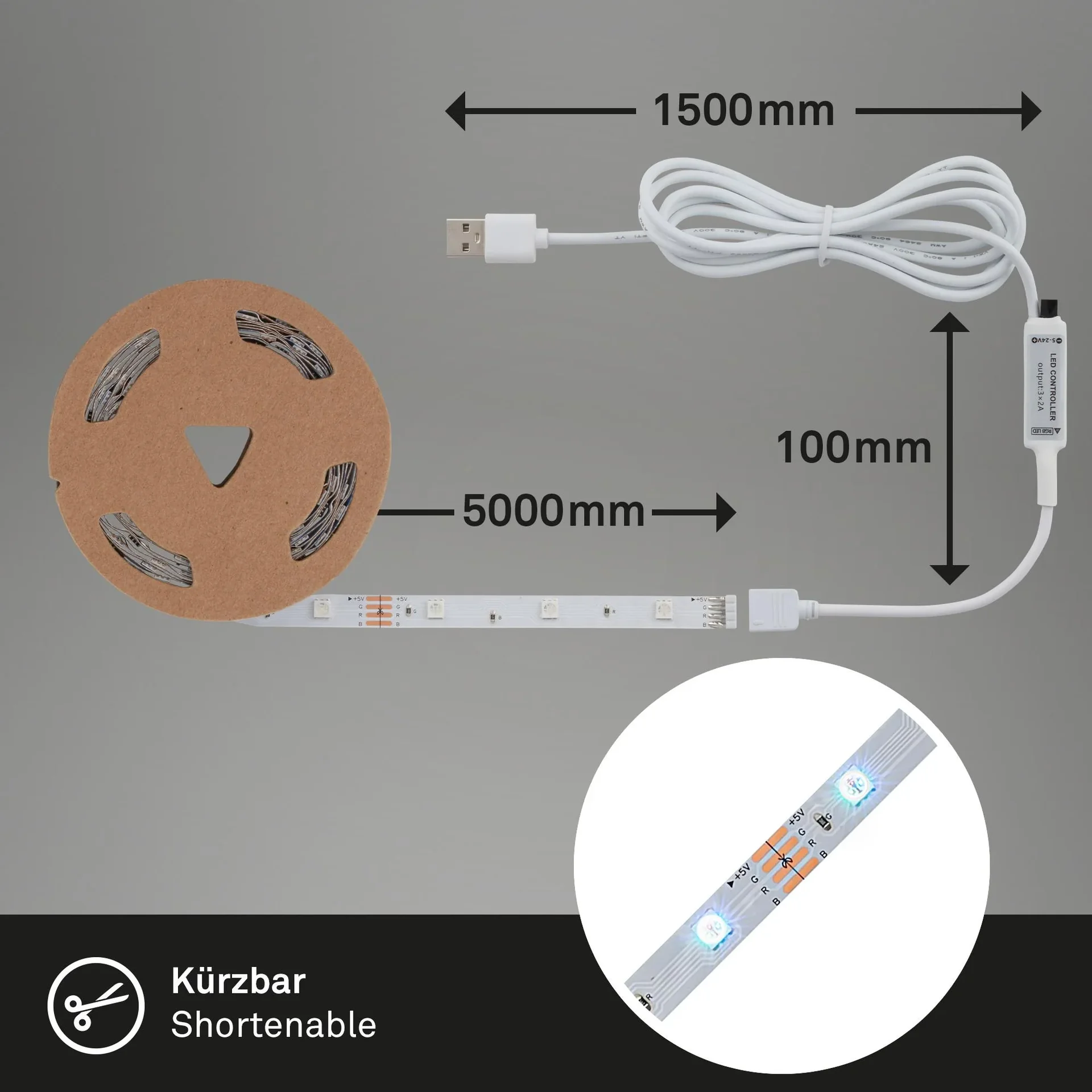 USB SMART Wifi + Bluetooth RGB-LED Flexband, 5m, APP-Steuerung, 150 RGB-LEDs - 0