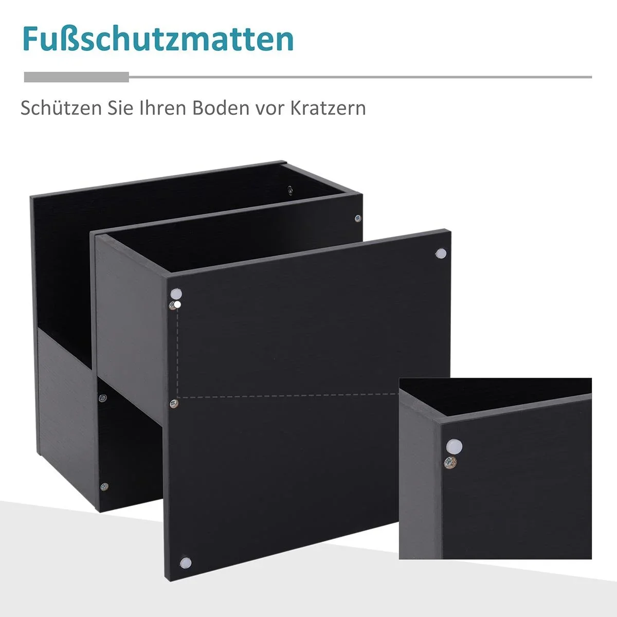 Beistelltisch Betttisch mit modernes Design, Spanplatte, Schwarz, 40x40x43 cm - 2