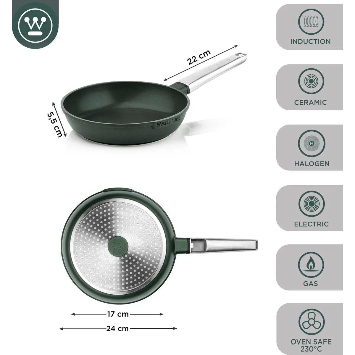 Performance Series Bratpfanne - Backofen geeignet - 24 cm - Grün - 0
