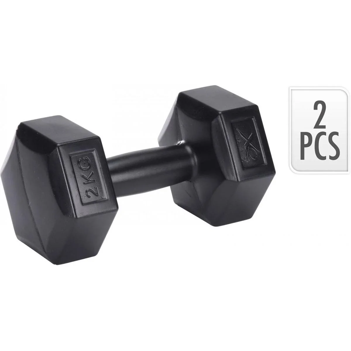 Kettlebell - 6KG und 2 Stück Kurzhantel - 2x 2KG - Schwarz - 1