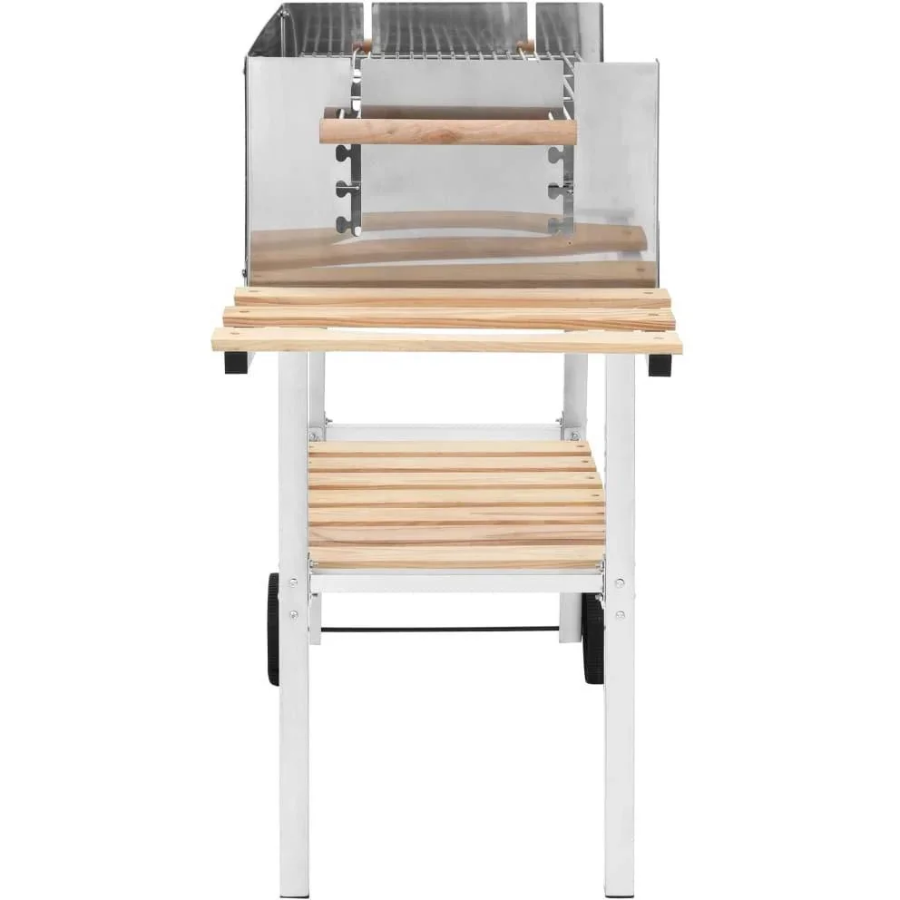 Trolley-Grill mit 2 Ablagen Holzkohle XXL Edelstahl - 0