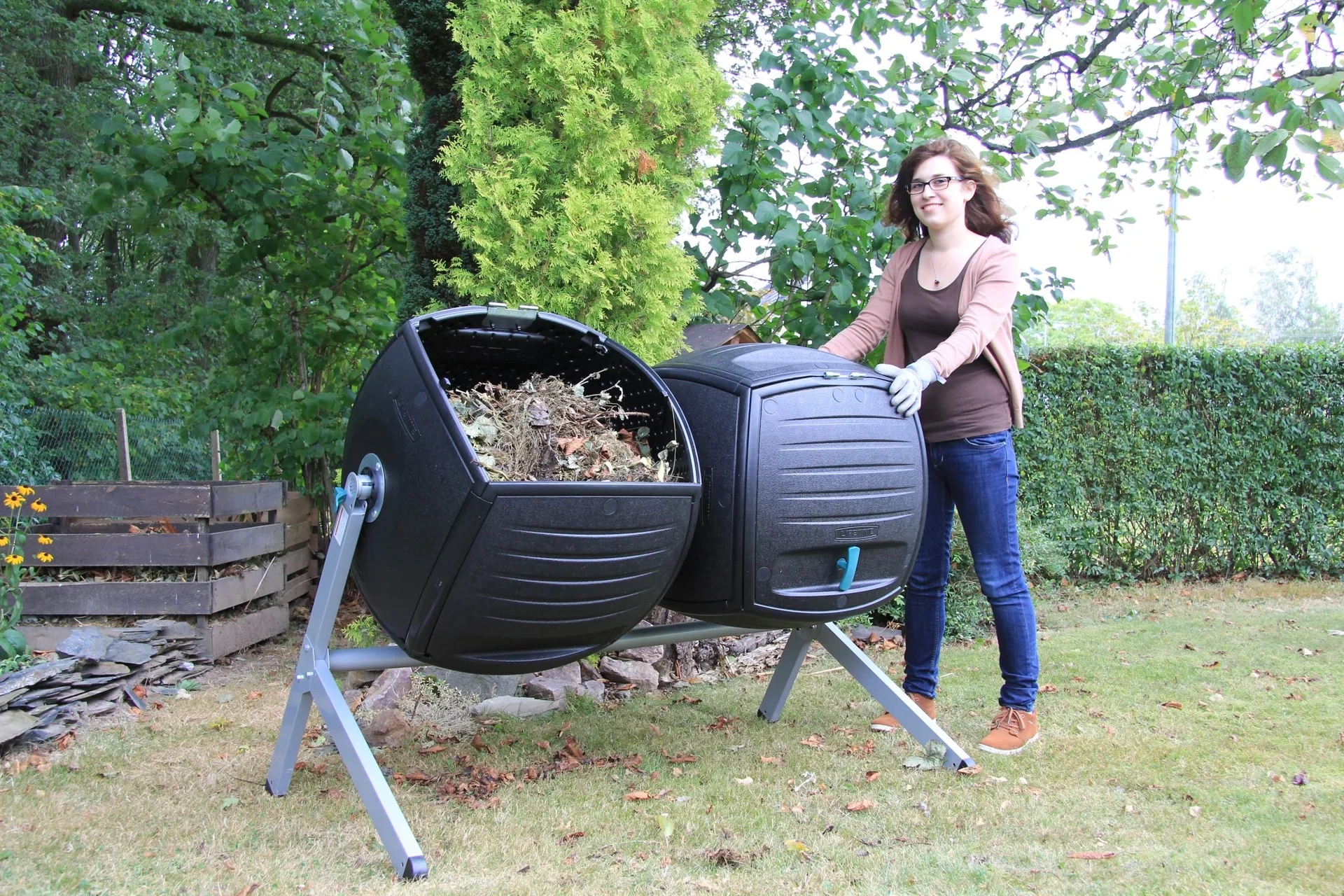 Kunststoff rotierender Kompost-Zwilling mit 380 Liter Volumen - 3
